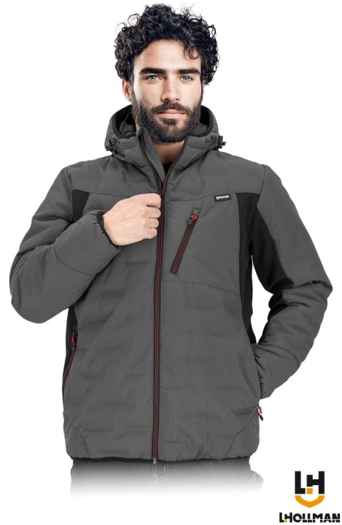 KURTKA OCHRONNA OCIEPLANA NORDLAND SOFTSHELL, PIĘCIOWARSTWOWA TKANINA, MEMBRANA, SZARO-CZARNA