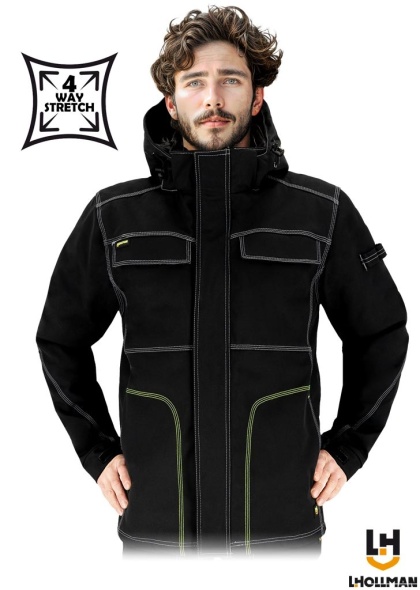 KURTKA OCHRONNA OCIEPLANA ORKAN SOFTSHELL, 4 KIERUNKOWY STRECZ, CZARNO-ZÓŁTA