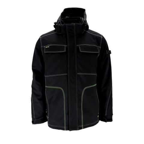 KURTKA OCHRONNA OCIEPLANA ORKAN SOFTSHELL, 4 KIERUNKOWY STRECZ, CZARNO-ZÓŁTA