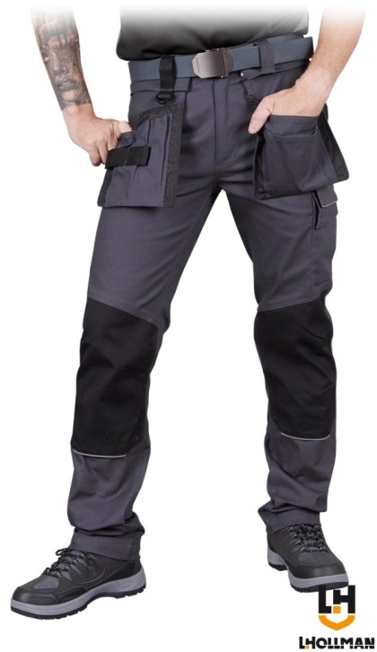 SPODNIE OCHRONNE DO PASA HOLLANDER BAWEŁNA I SPANDEX, KIESZENIE NA NAKOLANNIKI SZARO-CZARNE