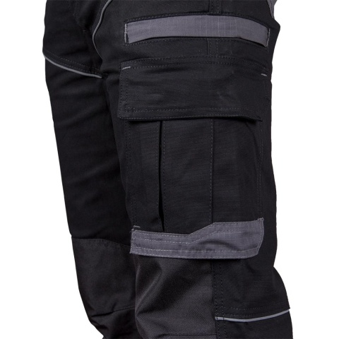 SPODNIE OCHRONNE DO PASA LEADER, KIESZENIE NA NAKOLANNIKI CZARNO-SZARE