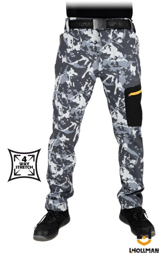 SPODNIE OCHRONNE DO PASA ORKAN, GUMKA W PASIE, SOFTSHELL 4 KIERUNKOWY STRECZ, MORO SZARE