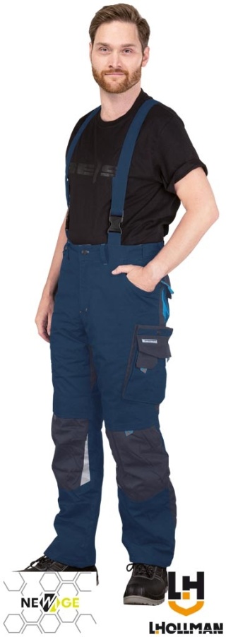 SPODNIE OCHRONNE OGRODNICZKI OCIEPLANE NEW AGE Z MATERIAŁU CANVAS, GRANATOWO-NIEBIESKIE