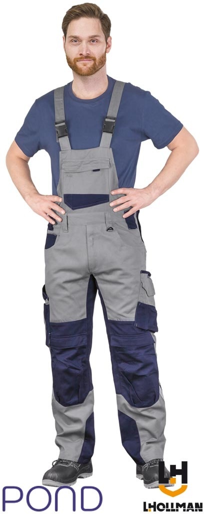 SPODNIE OCHRONNE OGRODNICZKI POND BAWEŁNIANE SZARO-GRANATOWE