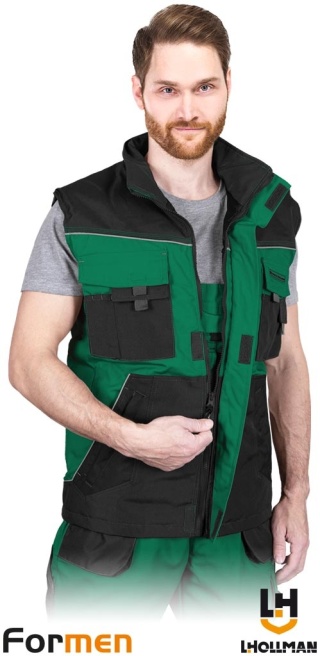 BEZRĘKAWNIK OCHRONNY OCIEPLANY FORMEN FMNW MĘSKI ZIEONO-CZARNO-SZARY