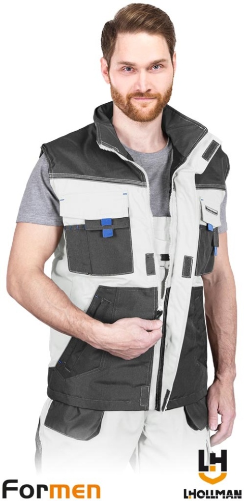 BEZRĘKAWNIK OCHRONNY OCIEPLANY FORMEN FMNW MĘSKI BIAŁO-SZARO-NIEBIESKI