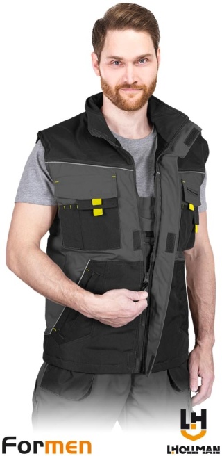 BEZRĘKAWNIK OCHRONNY OCIEPLANY FORMEN FMNW MĘSKI SZARO-CZARNO-ŻÓŁTY