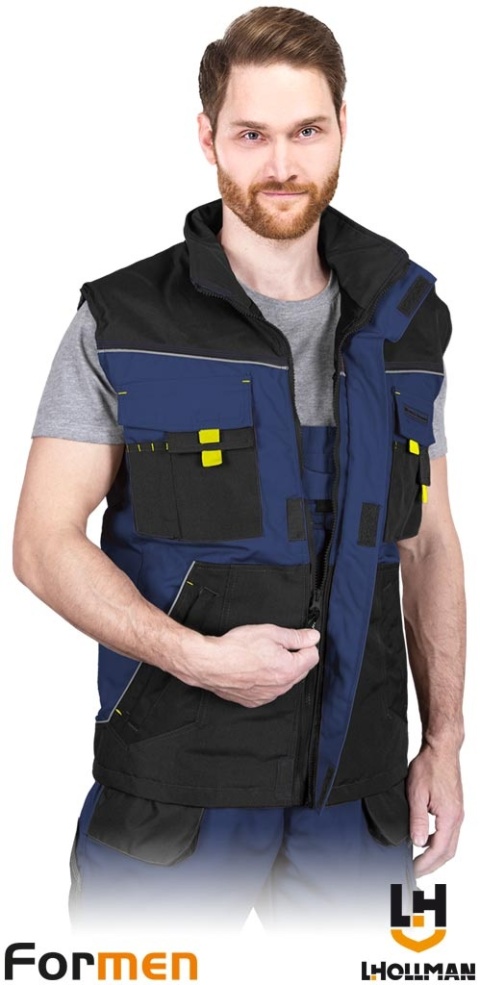 BEZRĘKAWNIK OCHRONNY OCIEPLANY FORMEN FMNW MĘSKI GRANATOWO-CZARNO-ŻÓŁTY