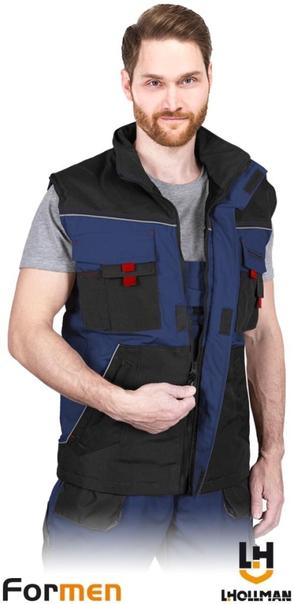 BEZRĘKAWNIK OCHRONNY OCIEPLANY FORMEN FMNW MĘSKI GRANATOWO-CZARNO-CZERWONY