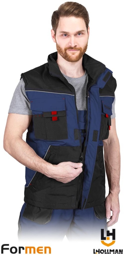 BEZRĘKAWNIK OCHRONNY OCIEPLANY FORMEN FMNW MĘSKI GRANATOWO-CZARNO-CZERWONY