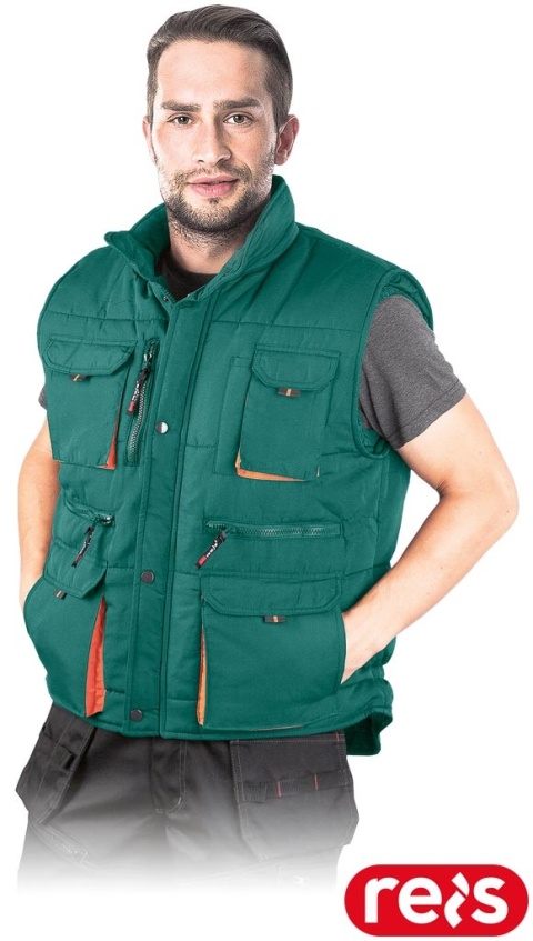 BEZRĘKAWNIK OCHRONNY OCIEPLANY KORMORAN2 ZIELONO-POMARAŃCZOWY