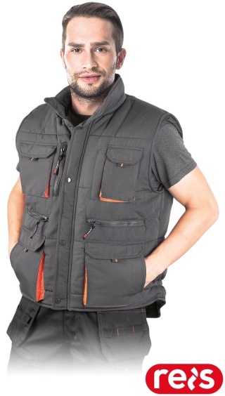 BEZRĘKAWNIK OCHRONNY OCIEPLANY KORMORAN2 SZARO-POMARAŃCZOWY