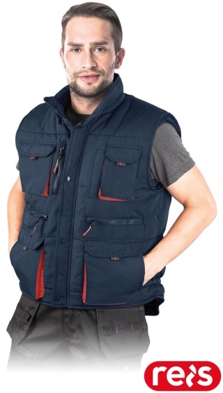 BEZRĘKAWNIK OCHRONNY OCIEPLANY KORMORAN2 GRANATOWO-CZERWONY