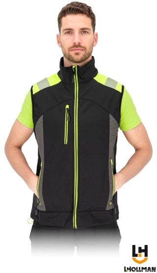 BEZRĘKAWNIK OCHRONNY SHELLVEST SOFTSHELL, MEMBRANA CZARNO-ZÓŁTY