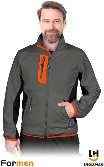 BLUZA Z POLARU OCHRONNA FMN POLAR FORMEN SZARO-CZARNO-POMARAŃCZOWY