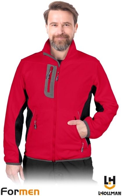 BLUZA Z POLARU OCHRONNA FMN POLAR FORMEN CZERWONO-CZARNO-SZARY