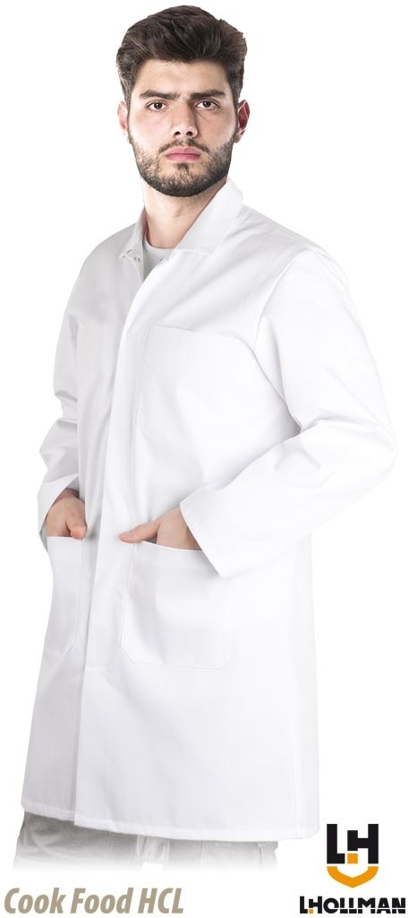 FARTUCH OCHRONNY MĘSKI HCL LABORATORIUM BIAŁY