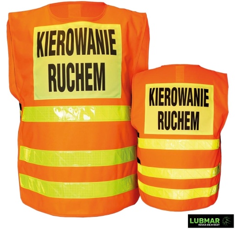 KAMIZELKA OSTRZEGAWCZA KIEROWANIE RUCHEM POMARAŃCZOWO-ŻÓŁTA