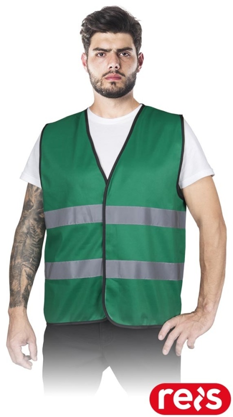 KAMIZELKA OSTRZEGAWCZA KOS-COLOR, NA RZEP, ZIELONA