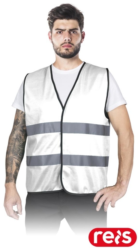 KAMIZELKA OSTRZEGAWCZA KOS-COLOR, NA RZEP, BIAŁA