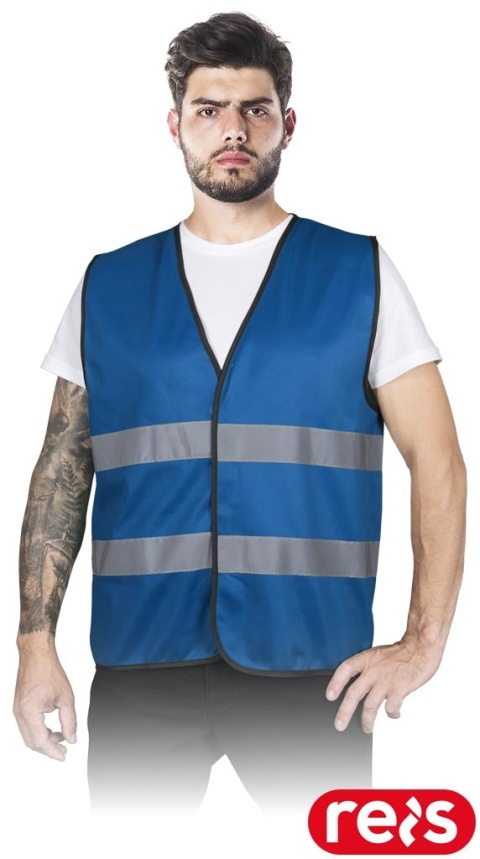 KAMIZELKA OSTRZEGAWCZA KOS-COLOR, NA RZEP, NIEBIESKA