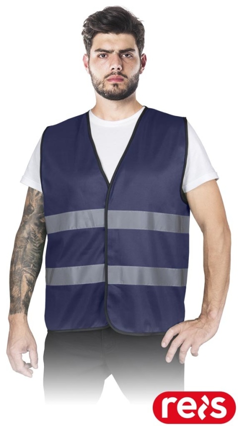 KAMIZELKA OSTRZEGAWCZA KOS-COLOR, NA RZEP GRANATOWA