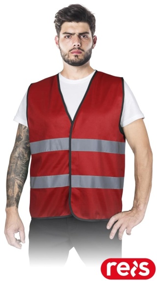 KAMIZELKA OSTRZEGAWCZA KOS-COLOR, NA RZEP, CZERWONA