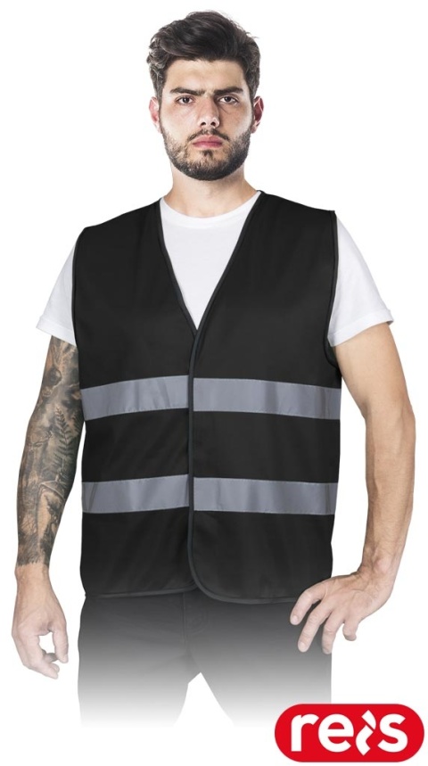 KAMIZELKA OSTRZEGAWCZA KOS-COLOR, NA RZEP, CZARNA