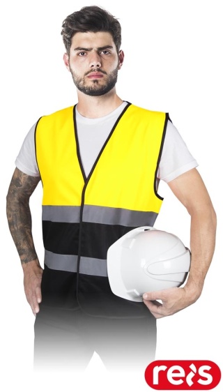 KAMIZELKA OSTRZEGAWCZA KOS-DOUBLE, NA RZEP ŻÓŁTO-CZARNA