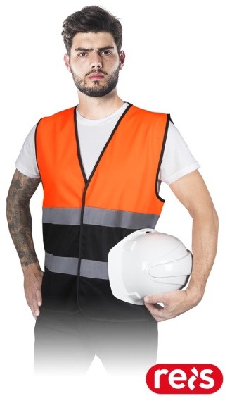 KAMIZELKA OSTRZEGAWCZA KOS-DOUBLE POMARAŃCZOWO-CZARNA