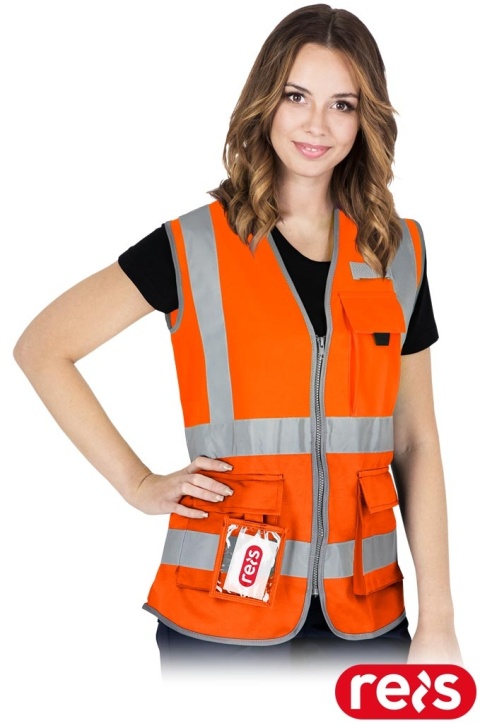 KAMIZELKA OSTRZEGAWCZA KOS-LADY, DAMSKA, NA RZEP POMARAŃCZOWA