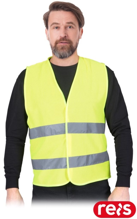 KAMIZELKA OSTRZEGAWCZA KOS-MESH Z SIATKI, NA RZEP ŻÓŁTA