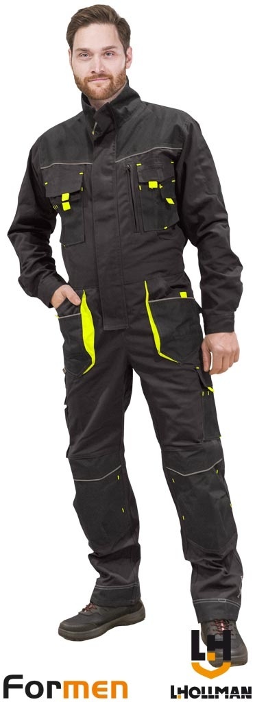 KOMBINEZON OCHRONNY FORMEN SZARO-CZARNO-ŻÓŁTY