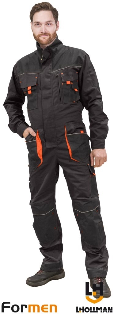 KOMBINEZON OCHRONNY FORMEN SZARO-CZARNO-POMARAŃCZOWY