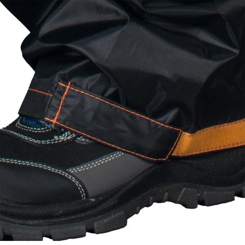 KOMPLET OCHRONNY PRZECIWDESZCZOWY KPLHELO KURTKA SPODNIE CZARNO-POMARAŃCZOWE