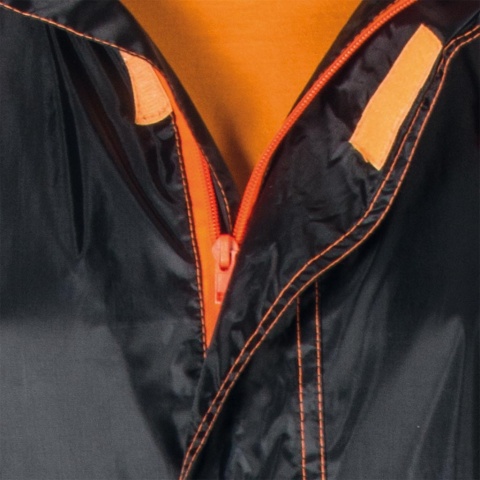 KOMPLET OCHRONNY PRZECIWDESZCZOWY KPLHELO KURTKA SPODNIE CZARNO-POMARAŃCZOWE