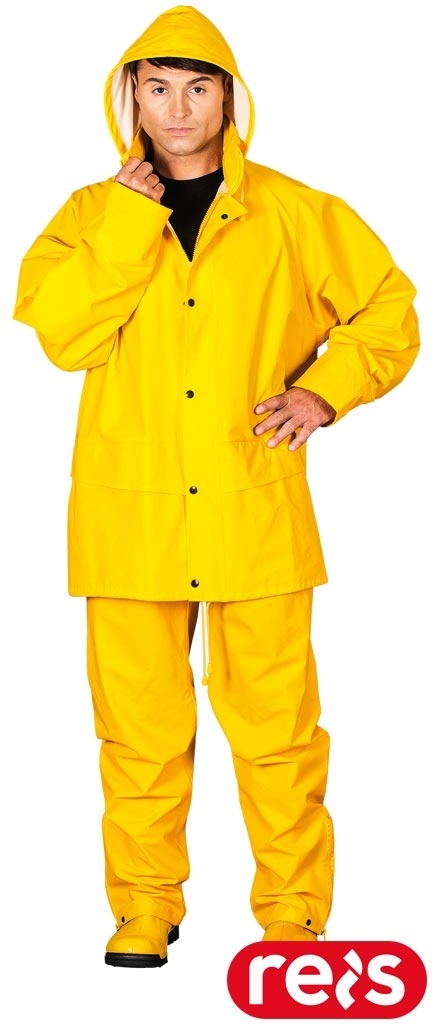 KOMPLET OCHRONNY PRZECIWDESZCZOWY KPLPU PCV KURTKA I SPODNIE ŻÓŁTE