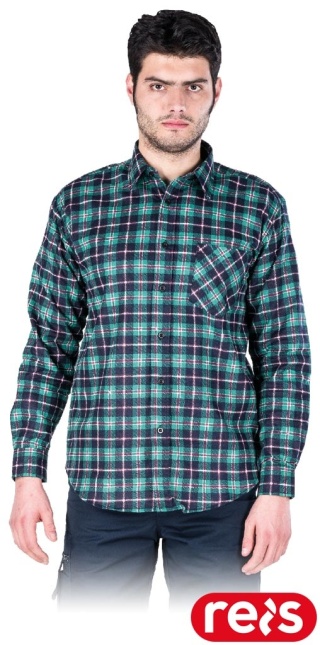 KOSZULA FLANELOWA OCHRONNA KF-C3 MĘSKA W KRATĘ BAWEŁNIANA ZIELONA