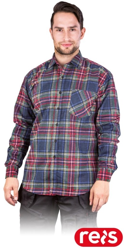 KOSZULA FLANELOWA OCHRONNA KF-MC MĘSKA W KRATĘ BAWEŁNIANA MULTICOLOR