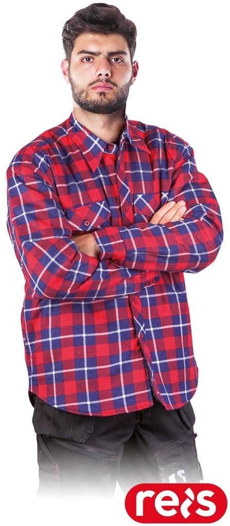 KOSZULA OCHRONNA OCIEPLANA KFWIN BAWEŁNIANA CZRWONO-NIEBIESKA