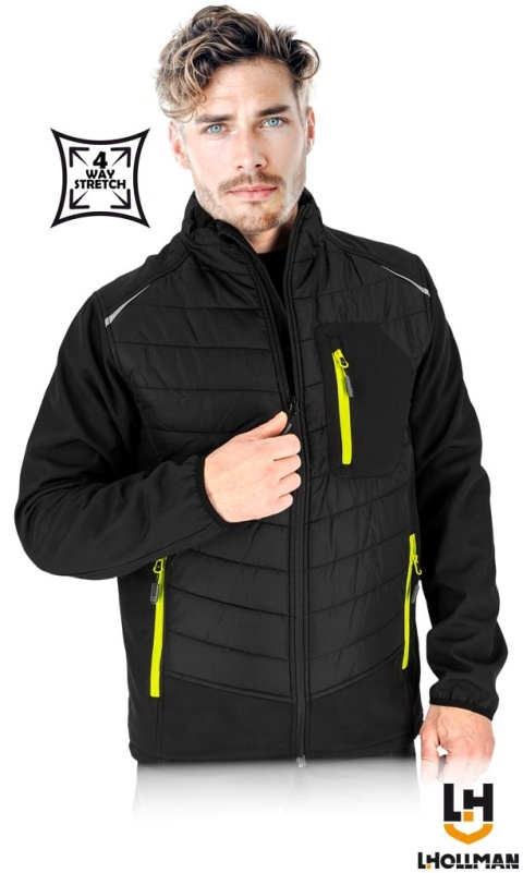 KURTKA OCHRONNA OCIEPLANA GRANDE SOFTSHELL, 4 KIERUNKOWY STRECZ CZARNA