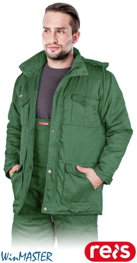 KURTKA OCHRONNA OCIEPLANA KMO-LONG PRZEDŁUŻANA, PIKOWANA PODSZEWKA, ZIELONA