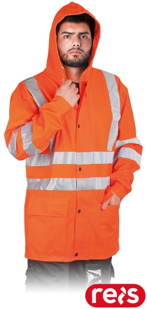 KURTKA OCHRONNA PRZECIWDESZCZOWA KPDPUFLUO POMARAŃCZOWA