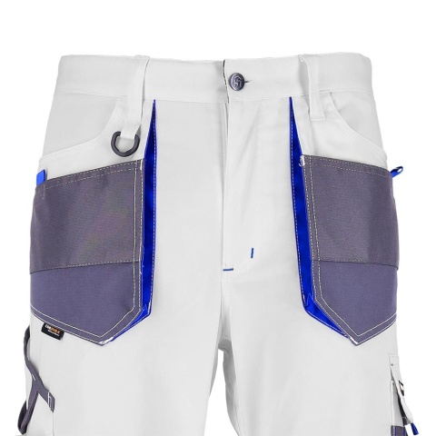 SPODNIE OCHRONNE DO PASA FORMEN SLIM KIESZENIE NA NAKOLANNIKI SZARO-CZARNO-NIEBIESKIE