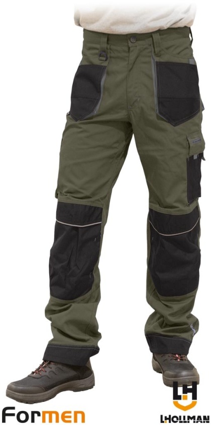 SPODNIE OCHRONNE DO PASA FORMEN CORDURA, KIESZENIE NA NAKOLANNIKI KHAKI-CZARNO-SZARE