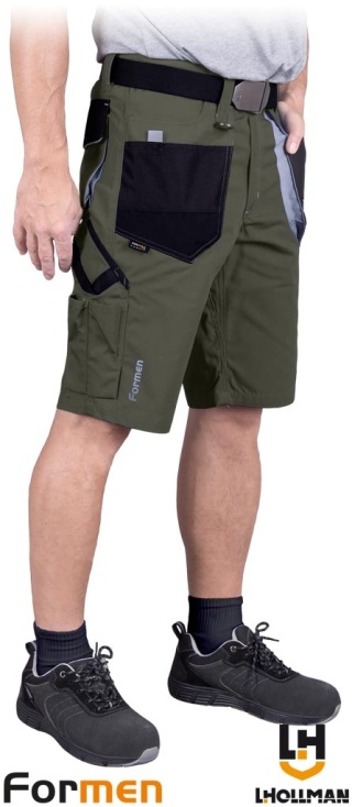 SPODNIE OCHRONNE DO PASA - KRÓTKIE FORMEN KHAKI-CZARNO-SZARE