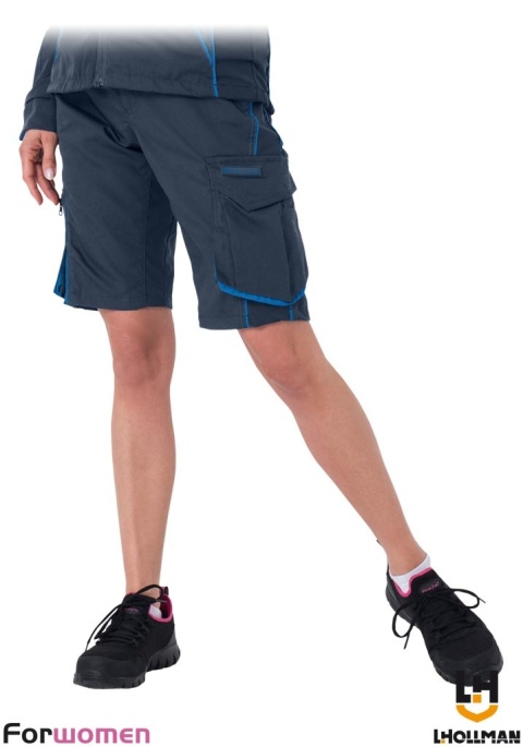 SPODNIE OCHRONNE DO PASA - KRÓTKIE FWN DAMSKIE, ODBLASKOWE ELEMENTY GRANATOWO-NIEBIESKIE