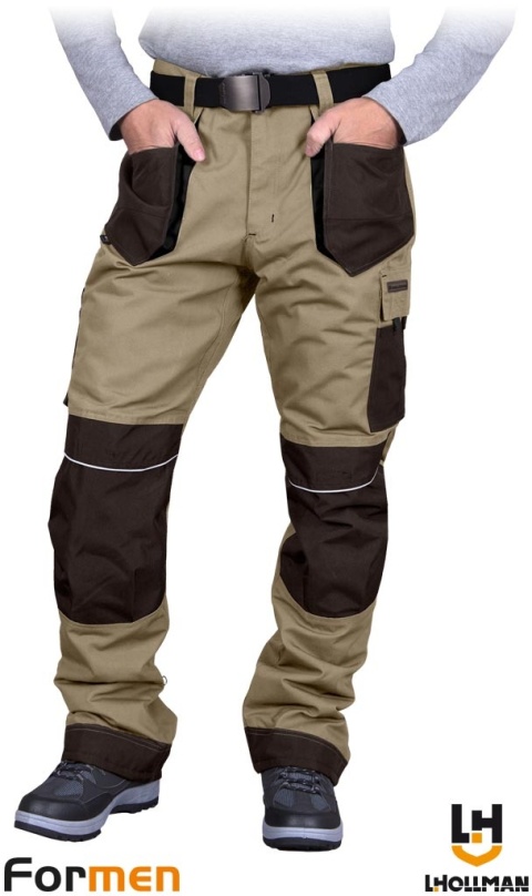SPODNIE OCHRONNE OCIEPLANE DO PASA FORMEN FMNW TKANE DUŻO KIESZENI, BEŻOWE