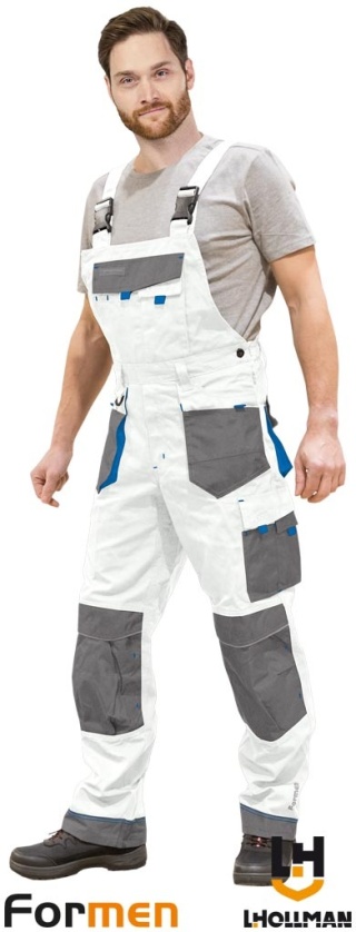 SPODNIE OCHRONNE OGRODNICZKI FORMEN BIAŁO-SZARO-NIEBIESKIE