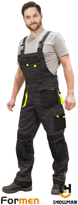 SPODNIE OCHRONNE OGRODNICZKI FORMEN SZARO-CZARNO-ŻÓŁTE